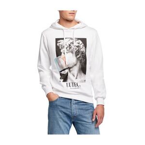 Elevenparis Mens Bubble Hoodie Sweatshirt, White, L, DM